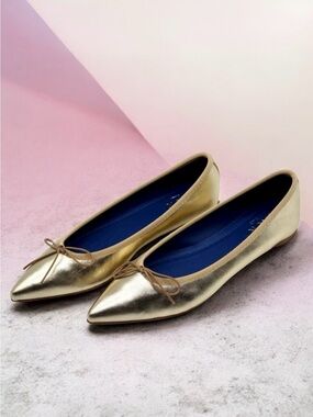 🆕 NUR ITALY Isabella Flats Metallic Napa Leather